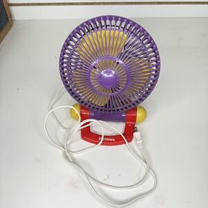 Holmes Purple Yellow Red Stationary Desk Fan HANF-95 Retro Vintage 1980s 90s HBN